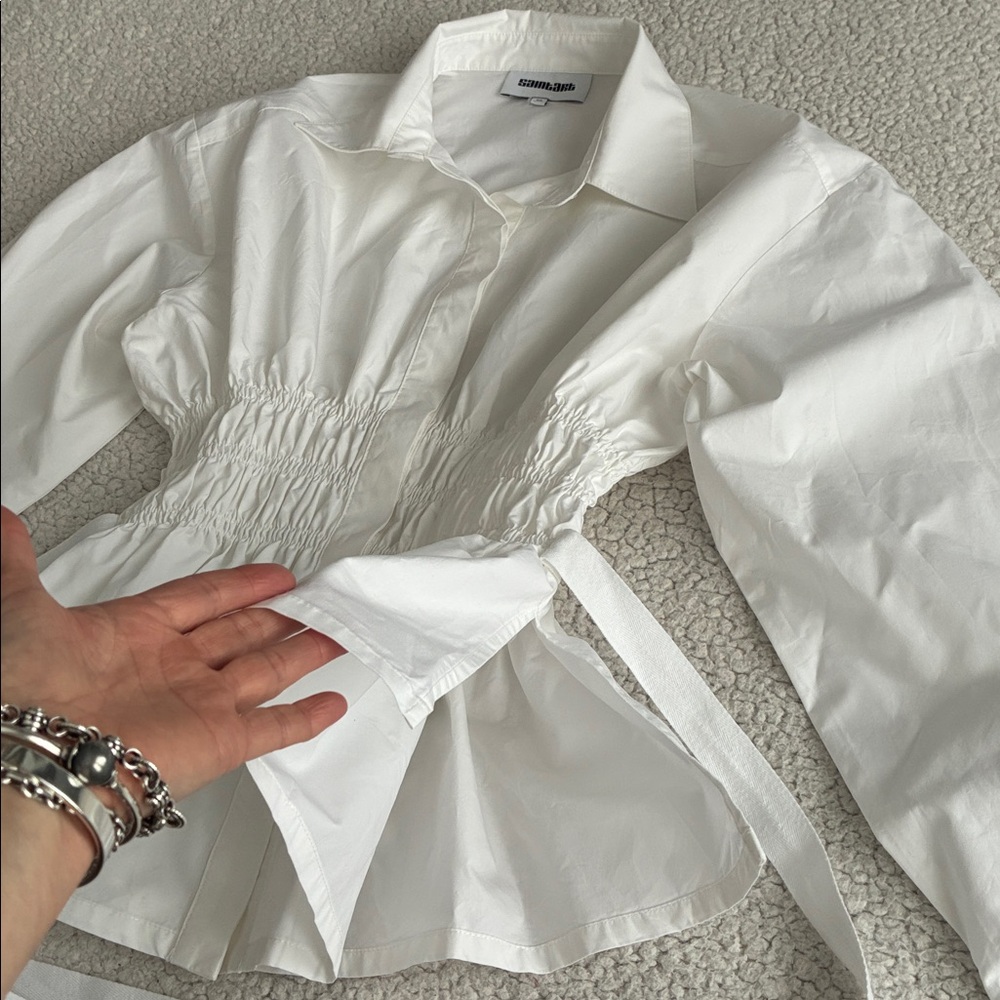 Saint Art Yvonne ruched tie blouse XS - Picture 7 of 16